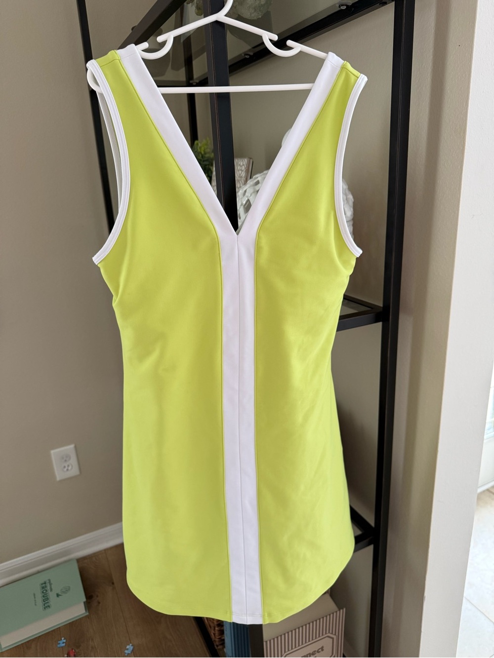 Abercrombie & Fitch Lime and White V-Neck Mini Dress